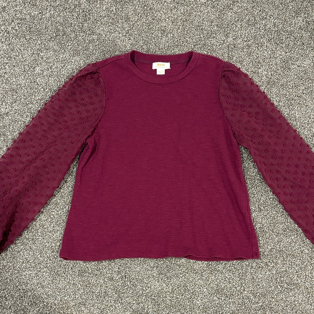 Maeve by Anthropologie Sheer-Sleeve Textured Top